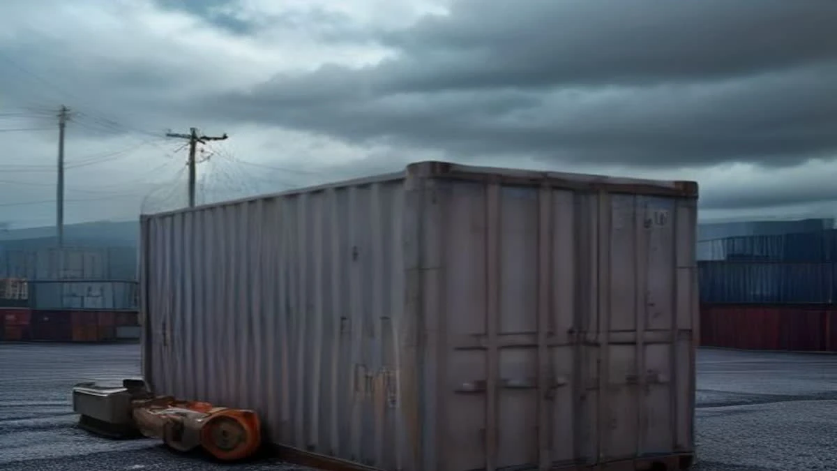 cable reels being loaded beside a shipping container