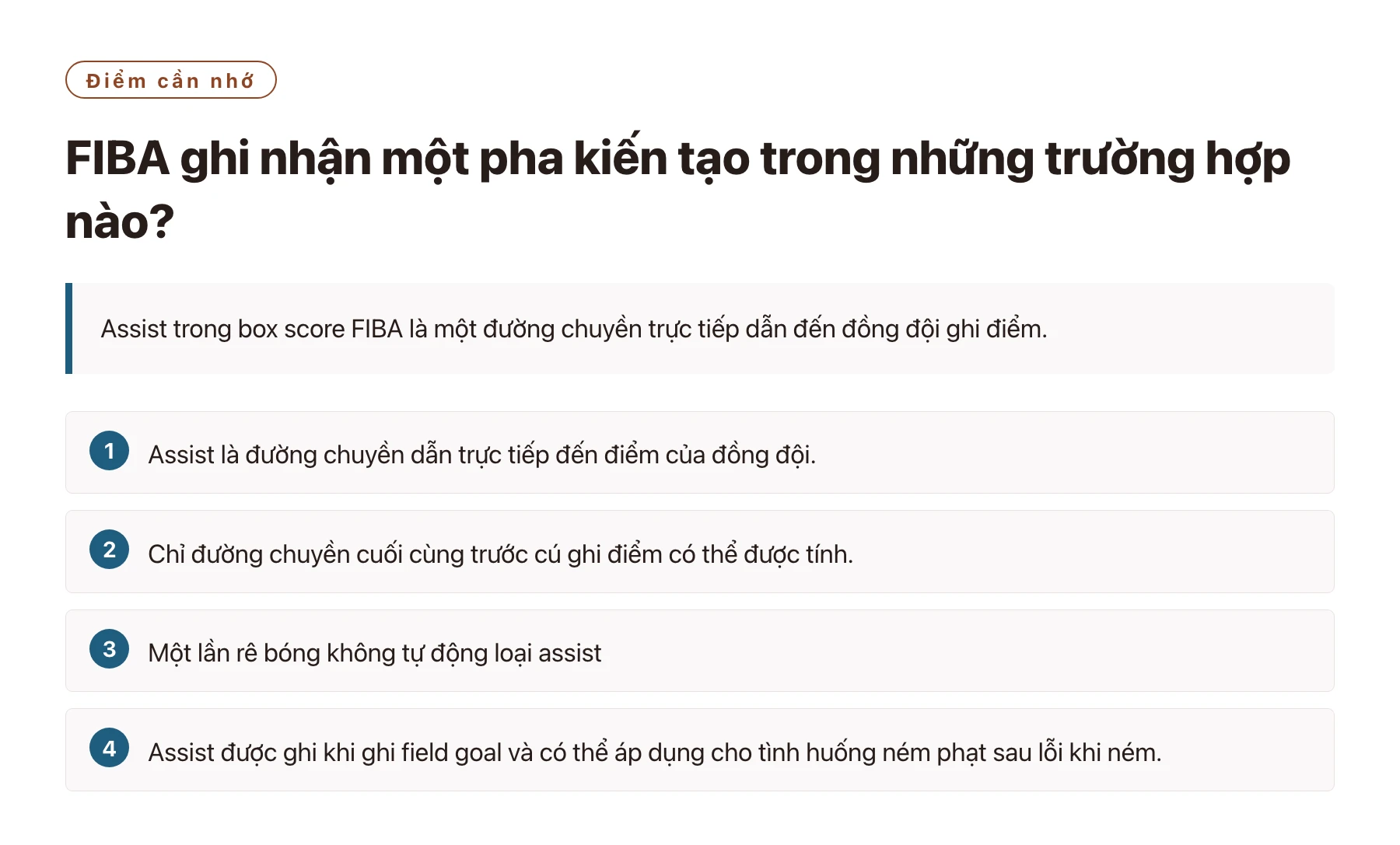 FIBA ghi nhận một pha kiến tạo trong những trường hợp nào?——全文要点速览