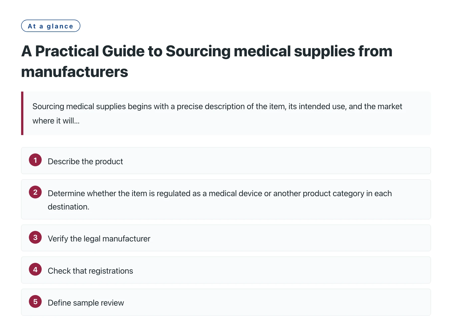 A Practical Guide to Sourcing medical supplies from manufacturers——全文要点速览